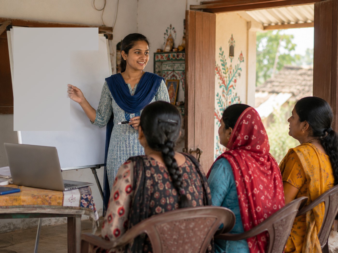 Women partners learning together in a community session